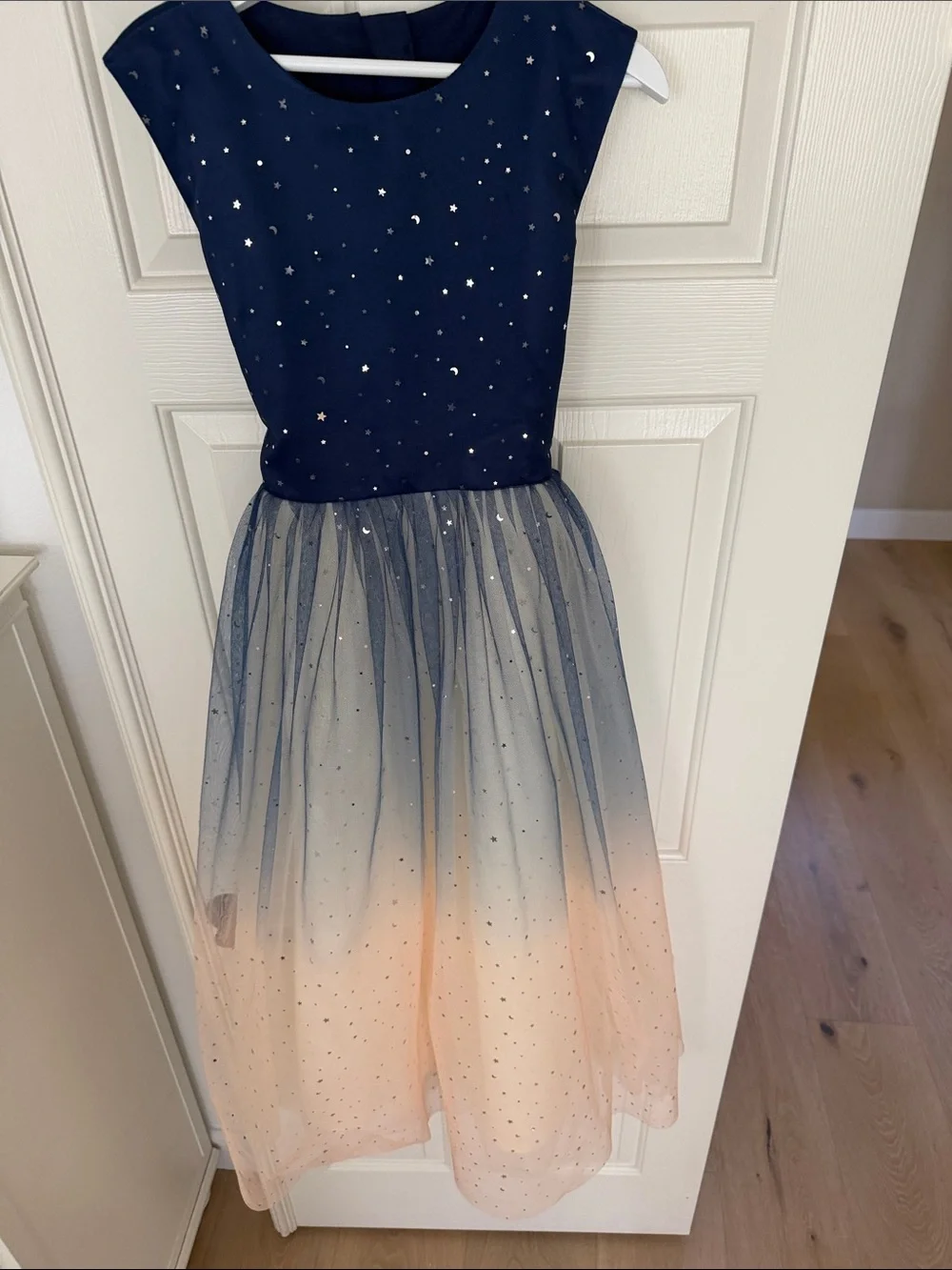Girls Navy and Peach Ombre Tulle Party Sparkly Dress